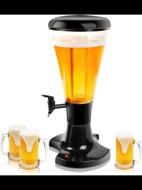 Beer Tower Dispenser 3L Cold Draft Beer Tower Beverage Dispenser with LED Lights